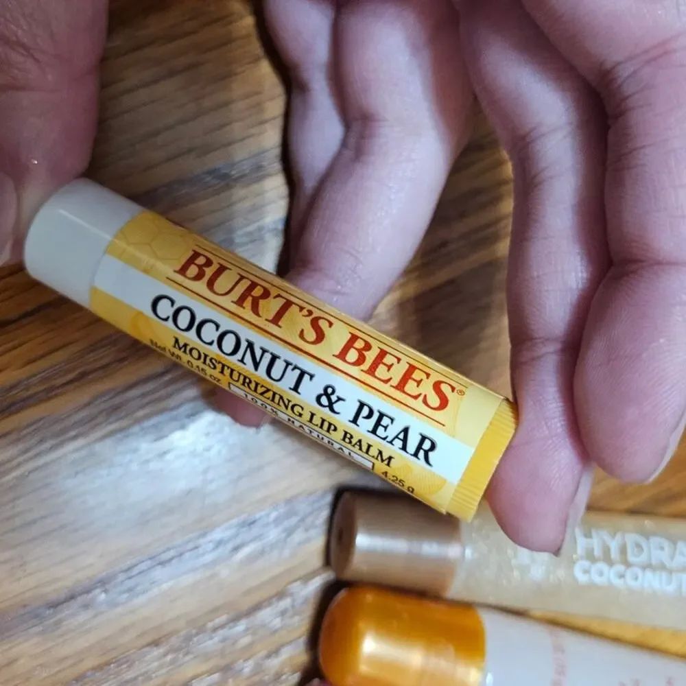 LOT Burt's Bees Coconut Pear Lip Balm, Coconut Lip Oil, Tree Hut Lip Butter +1